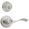 Kwikset Balboa Satin Nickel Single-Cylinder Deadbolt Universal Keyed Entry Door Handle Combo Pack (1 Handle And 1 Deadbolt)