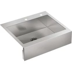 KOHLER Vault 30-in X 24.25-in Single Bowl Drop-In Apron Front/Farmhouse 2-Hole Commercial/Residential Kitchen Sink