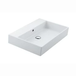 WS Bath Collections Unlimited 60 Wall Mount / Vessel Bathroom Sink In Ceramic White Without Faucet Hole