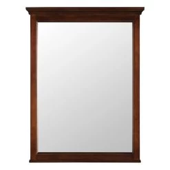 24 In. W X 31 In. H Framed Rectangular Bathroom Vanity Mirror In Mahogany