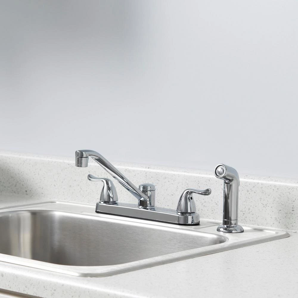 Constructor 2-Handle Standard Kitchen Faucet With Side Sprayer In Chrome - Image 4