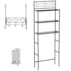 Zenna Home® Diamond Pearl 23"W X 9"D X 65"H Oil-Rubbed Bronze 3-Piece Over-the Toilet Storage Shelves Set