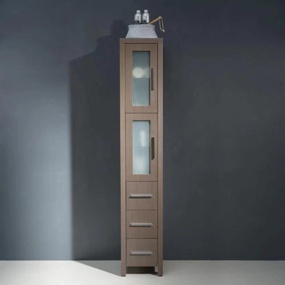 Fresca Torino 12"W X 15"D X 68-1/8"H Gray Oak Linen Cabinet - Image 3
