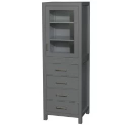Wyndham Collection Sheffield 24"W X 20"D X 71"H Dark Gray Linen Cabinet