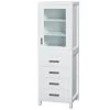 Wyndham Collection Sheffield 24"White Linen Tower With Shelved Cabinet Storage And 4 Drawers