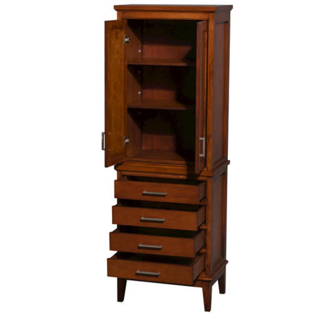 Wyndham Collection Hatton 24"W X 16"D X 71"H Light Chestnut Linen Cabinet - Image 2