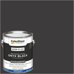ColorPlace Pre Mixed Ready To Use, Interior Paint, Onyx Black,Semi-Gloss Finish, 1 Gallon