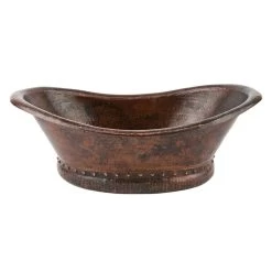 Premier Copper Products Bath Tub Hammered Copper Vessel Sink In Oil Rubbed Bronze