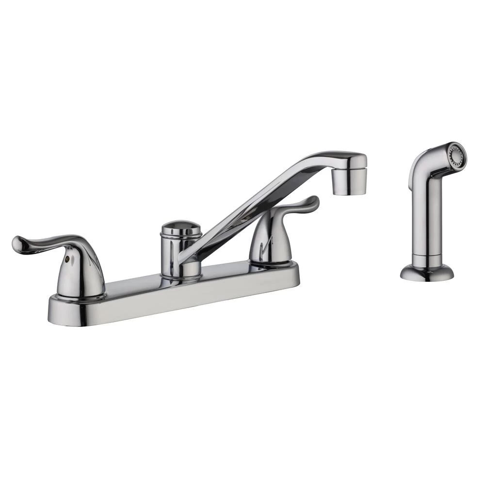 Constructor 2-Handle Standard Kitchen Faucet With Side Sprayer In Chrome