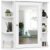 6.5 In. X 25 In. X 26 In. White Multipurpose Wall Surface Mount Bathroom Storage Medicine Cabinet With Mirror