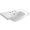 KOHLER Veer 24 In. Vitreous China Pedestal Sink Basin In White With Overflow Drain