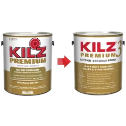KILZ 3 Premium Interior/Exterior Primer, Sealer & Stainblocker, White - New Look, Same Trusted Formula