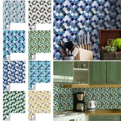 10Pcs Moroccan Tile Stickers Self-adhesive Wall Stickers Kitchen Bathroom Decor