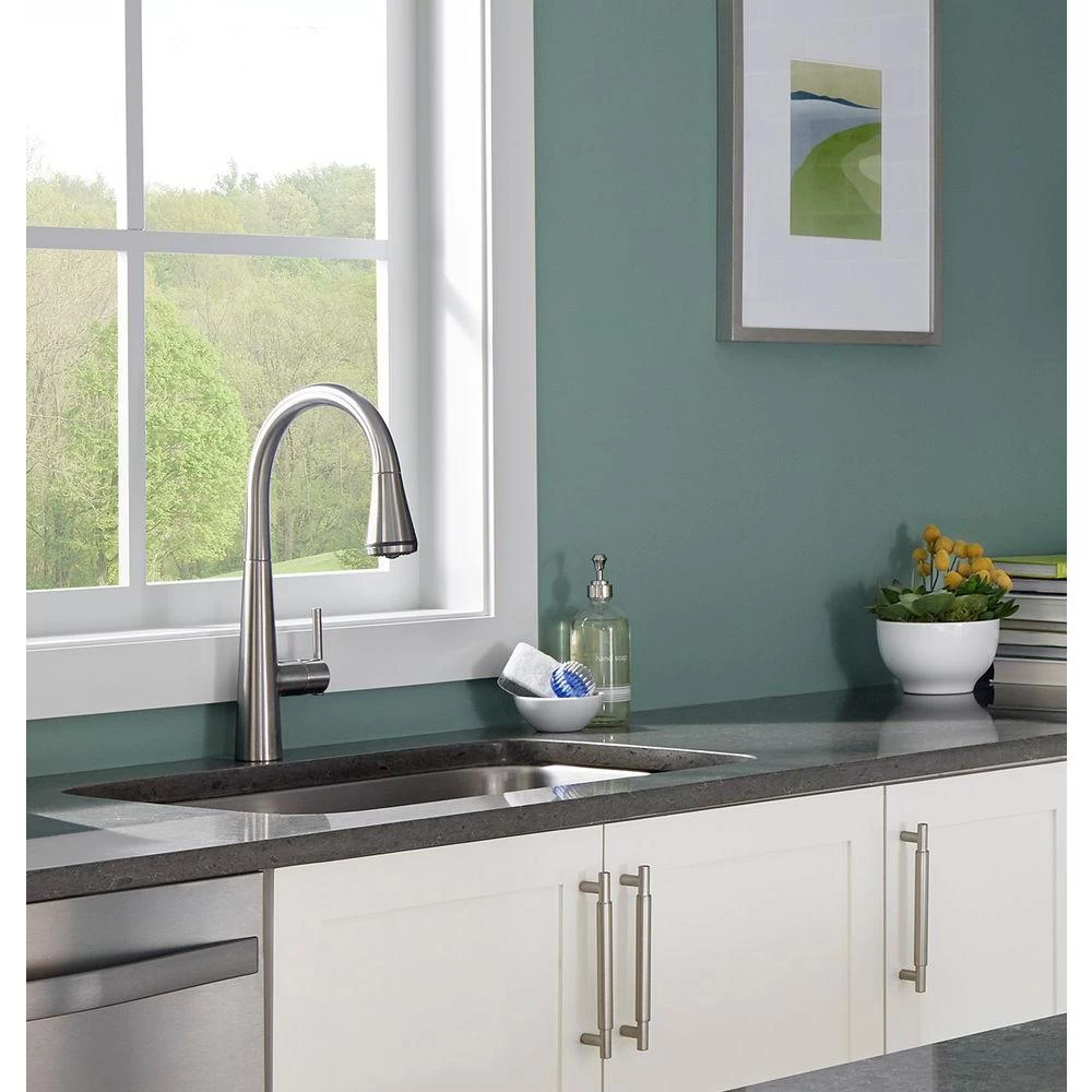 Edgewater Single-Handle Pull-Down Sprayer Kitchen Faucet With SelctFlo In Stainless Steel - Image 2