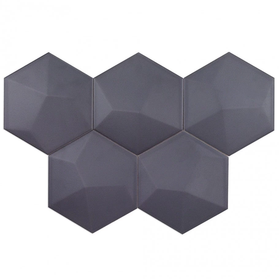Magen 3D-Hex Dark Gray Matte Ceramic Hexagon Tile - Image 5
