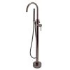 2-Handle 45.47 In. Freestanding Floor Mount Tub Faucet Bathtub Filler With Hand Shower In Brushed Bronze