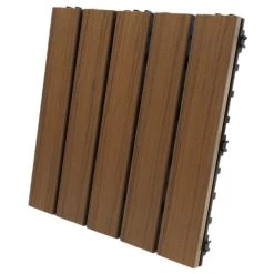 EON Ultra 12"x12" Polymer Interlocking Deck Balcony Tiles, Dark Brown (10 Pack)
