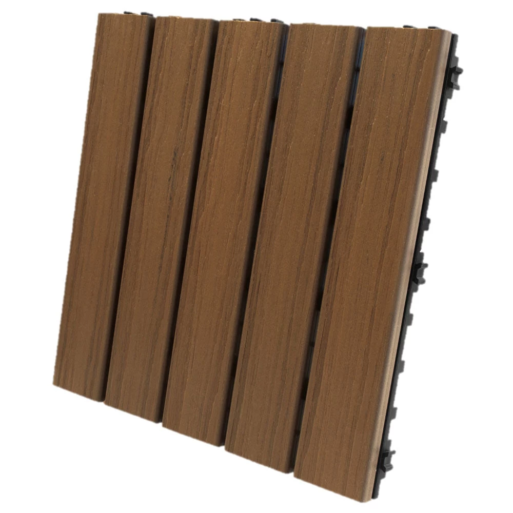 EON Ultra 12"x12" Polymer Interlocking Deck Balcony Tiles, Dark Brown (10 Pack)
