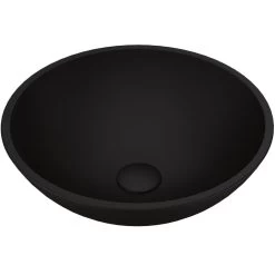 VIGO Black Round Cavalli MatteShell Glass Bathroom Vessel Sink