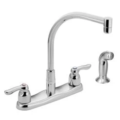 Commercial 2-Handle Side Sprayer Kitchen Faucet In Chrome