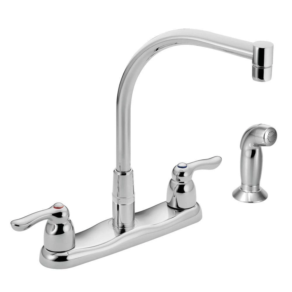 Commercial 2-Handle Side Sprayer Kitchen Faucet In Chrome