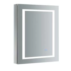 Spazio 24 In. W X 30 In. H Recessed Or Surface Mount Medicine Cabinet With LED Lighting, Mirror Defogger And Left Hinge